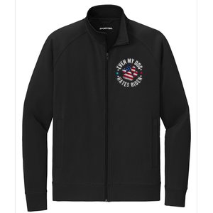 Funny Even My Dog Hates Biden Anti Joe Biden Usa Flag Stretch Full-Zip Cadet Jacket