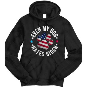 Funny Even My Dog Hates Biden Anti Joe Biden Usa Flag Tie Dye Hoodie