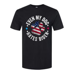 Funny Even My Dog Hates Biden Anti Joe Biden Usa Flag Softstyle CVC T-Shirt