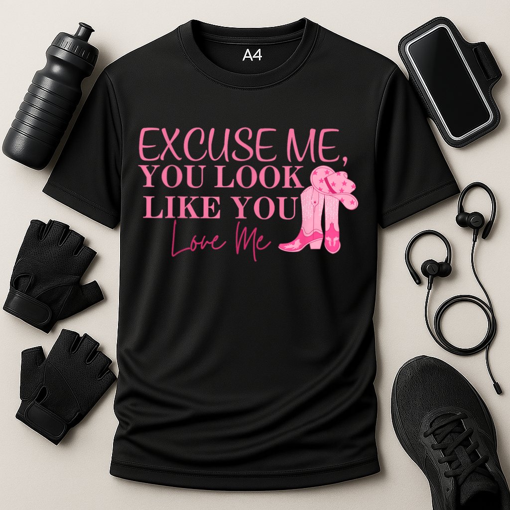 Funny Excuse Me You Look Like You Love Me Funny Boots Memes T Performance Shirt