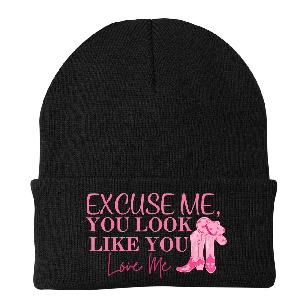 Funny Excuse Me You Look Like You Love Me Funny Boots Memes T Beanie