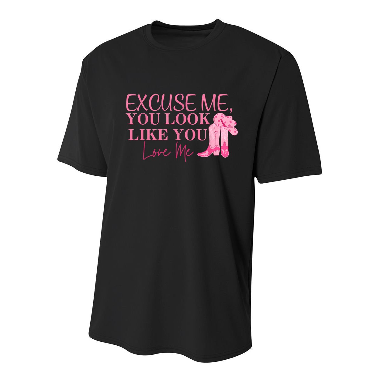 Funny Excuse Me You Look Like You Love Me Funny Boots Memes T Youth Performance Sprint T-Shirt