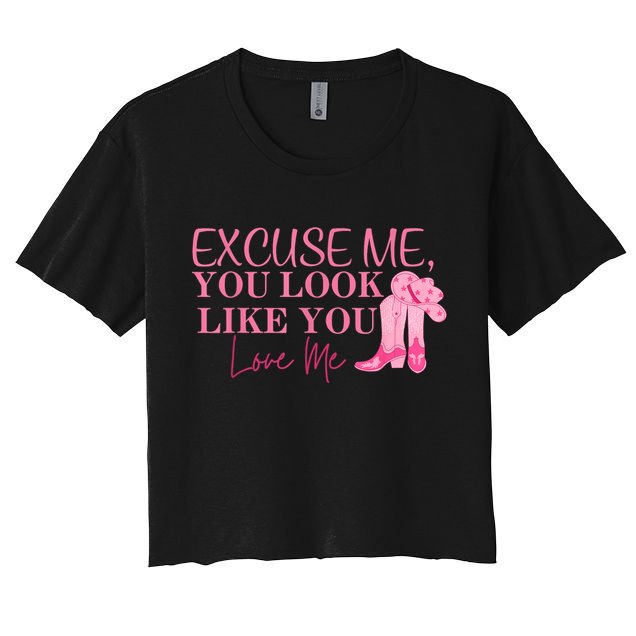 Funny Excuse Me You Look Like You Love Me Funny Boots Memes T Crop Top