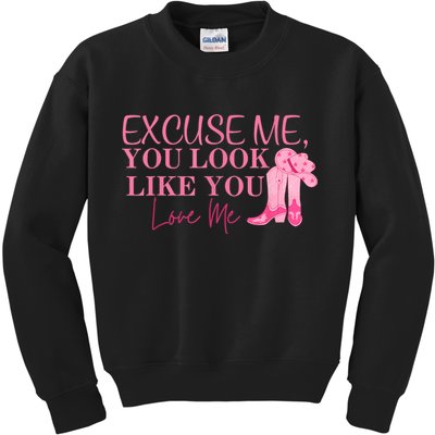 Funny Excuse Me You Look Like You Love Me Funny Boots Memes T Kids Sweatshirt