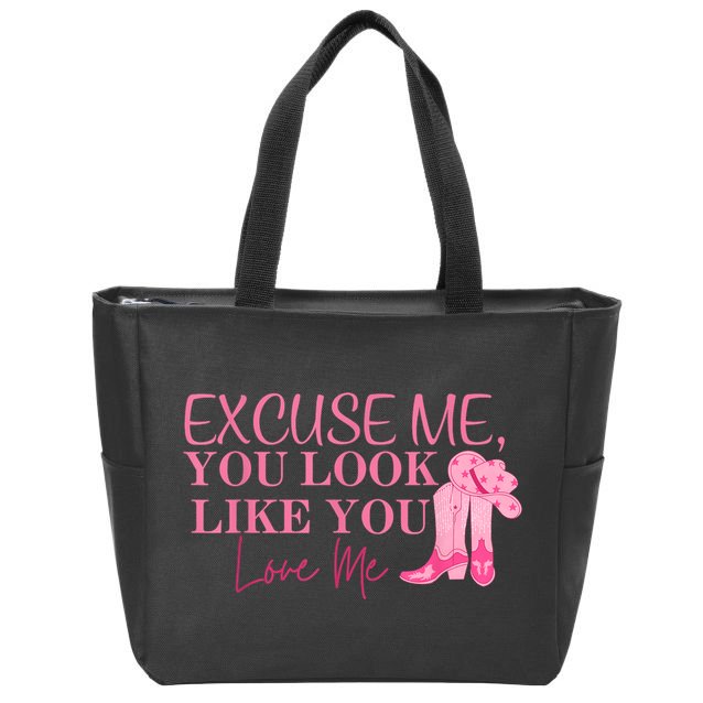 Funny Excuse Me You Look Like You Love Me Funny Boots Memes T Zip Tote Bag