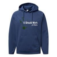 Funny Engineer Meme Design It Should Work In Theory Performance Fleece Hoodie