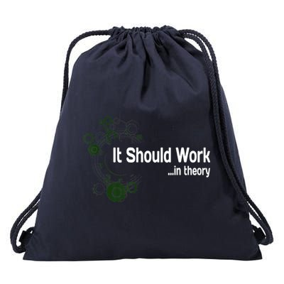 Funny Engineer Meme Design It Should Work In Theory Drawstring Bag