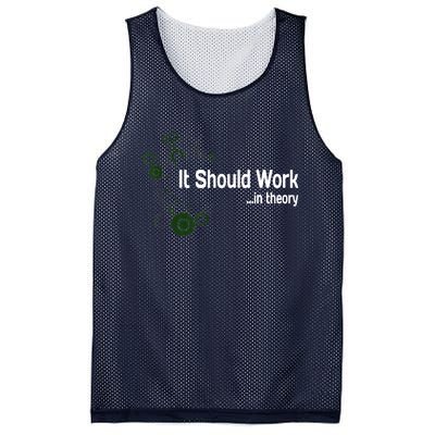 Funny Engineer Meme Design It Should Work In Theory Mesh Reversible Basketball Jersey Tank