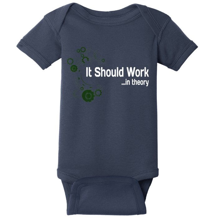Funny Engineer Meme Design It Should Work In Theory Baby Bodysuit