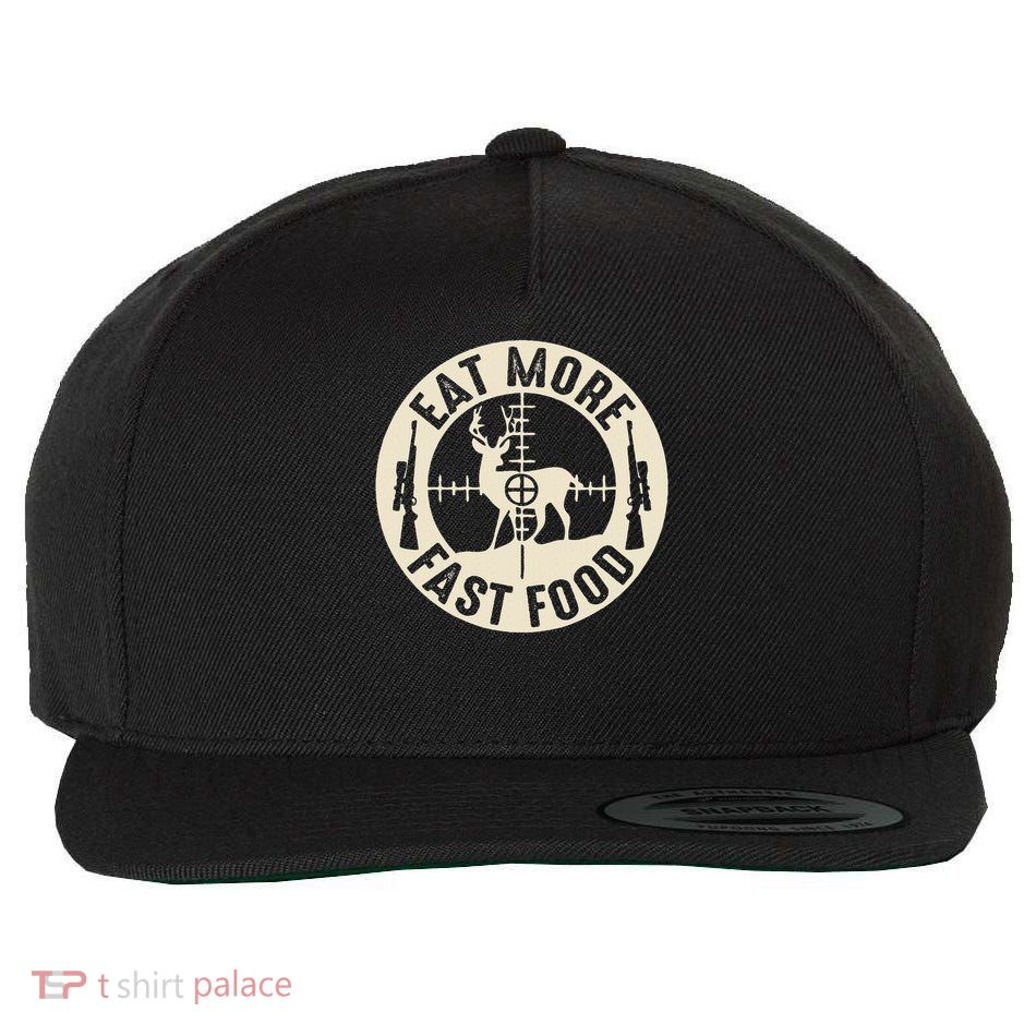 Funny Eat More Fast Food Deer Hunting, Gifts For Hunters Wool Snapback Cap