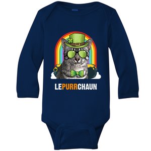 Funny Egyptian Mau Cat Lepurrchaun St Patricks Day Gift Baby Long Sleeve Bodysuit