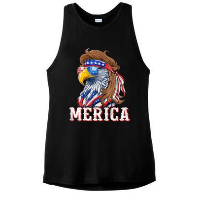 Funny Eagle Mullet 4th Of July Usa American Flag Merica Ladies PosiCharge Tri-Blend Wicking Tank