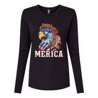 Funny Eagle Mullet 4th Of July Usa American Flag Merica Womens Cotton Relaxed Long Sleeve T-Shirt