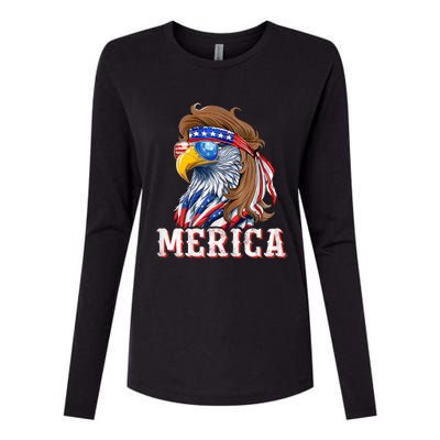 Funny Eagle Mullet 4th Of July Usa American Flag Merica Womens Cotton Relaxed Long Sleeve T-Shirt