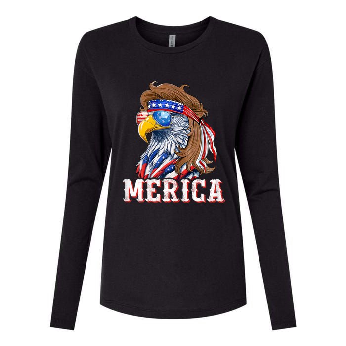 Funny Eagle Mullet 4th Of July Usa American Flag Merica Womens Cotton Relaxed Long Sleeve T-Shirt