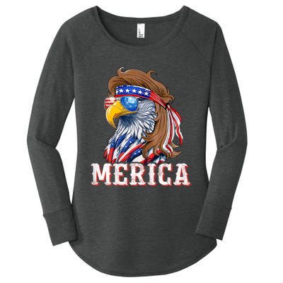 Funny Eagle Mullet 4th Of July Usa American Flag Merica Women's Perfect Tri Tunic Long Sleeve Shirt