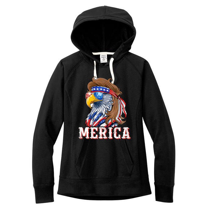 Funny Eagle Mullet 4th Of July Usa American Flag Merica Women's Fleece Hoodie