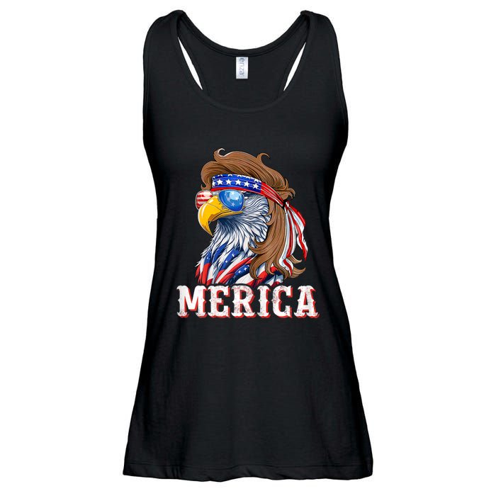 Funny Eagle Mullet 4th Of July Usa American Flag Merica Ladies Essential Flowy Tank