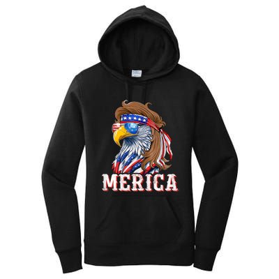 Funny Eagle Mullet 4th Of July Usa American Flag Merica Women's Pullover Hoodie