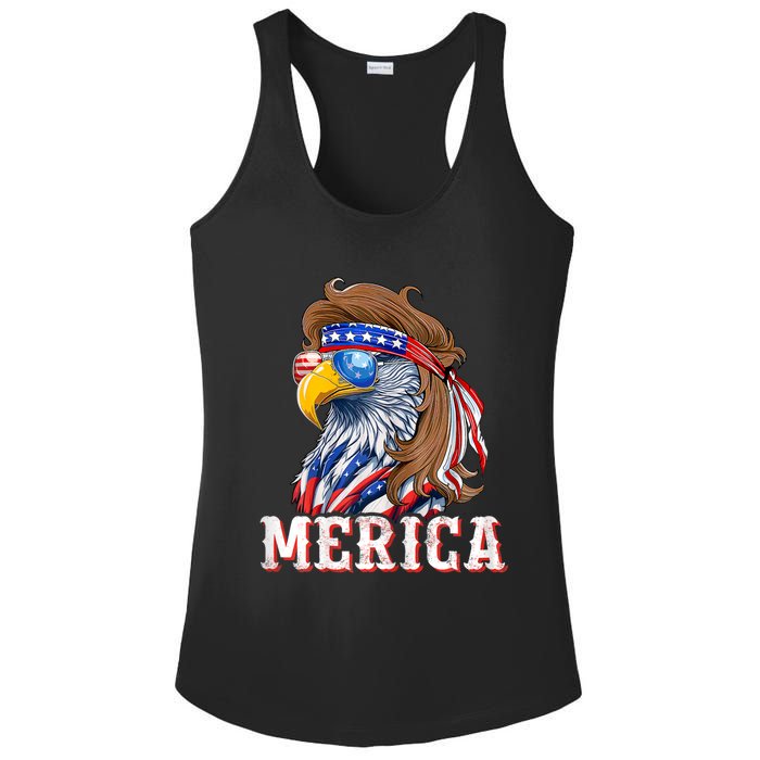 Funny Eagle Mullet 4th Of July Usa American Flag Merica Ladies PosiCharge Competitor Racerback Tank