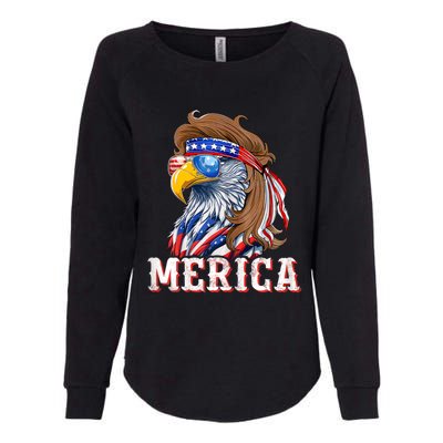 Funny Eagle Mullet 4th Of July Usa American Flag Merica Womens California Wash Sweatshirt