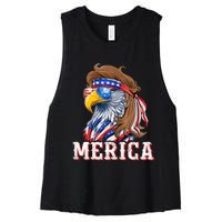 Funny Eagle Mullet 4th Of July Usa American Flag Merica Women's Racerback Cropped Tank