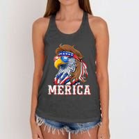 Funny Eagle Mullet 4th Of July Usa American Flag Merica Women's Knotted Racerback Tank