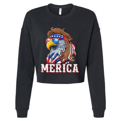 Funny Eagle Mullet 4th Of July Usa American Flag Merica Cropped Pullover Crew