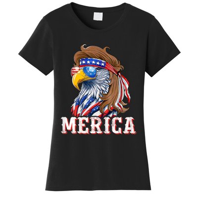 Funny Eagle Mullet 4th Of July Usa American Flag Merica Women's T-Shirt