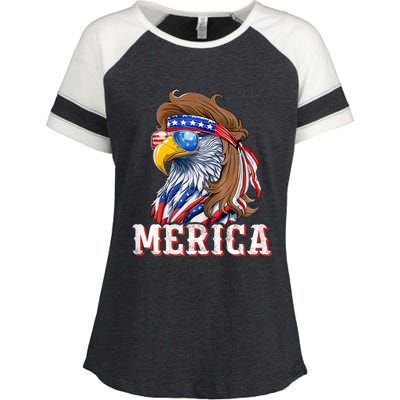 Funny Eagle Mullet 4th Of July Usa American Flag Merica Enza Ladies Jersey Colorblock Tee