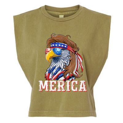 Funny Eagle Mullet 4th Of July Usa American Flag Merica Garment-Dyed Women's Muscle Tee