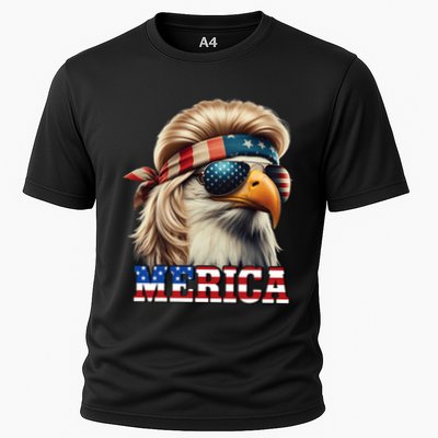 Funny Eagle Merica 4th July Blonde Wig Mullet Funny Man Performance Shirt