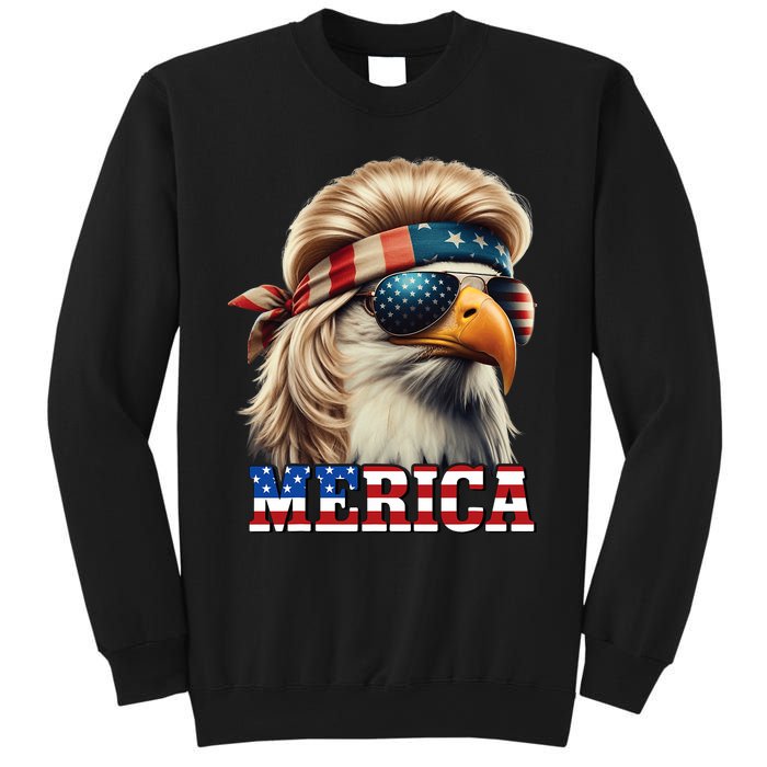 Funny Eagle Merica 4th July Blonde Wig Mullet Funny Man Sweatshirt