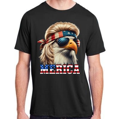 Funny Eagle Merica 4th July Blonde Wig Mullet Funny Man Adult ChromaSoft Performance T-Shirt