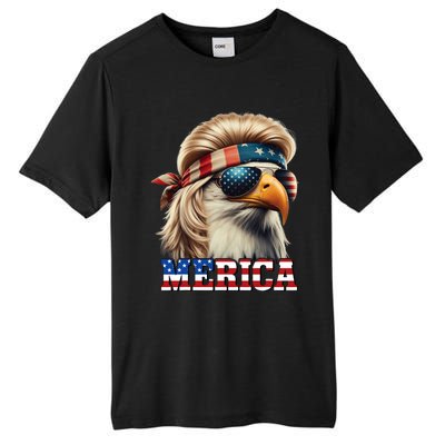 Funny Eagle Merica 4th July Blonde Wig Mullet Funny Man Tall Fusion ChromaSoft Performance T-Shirt