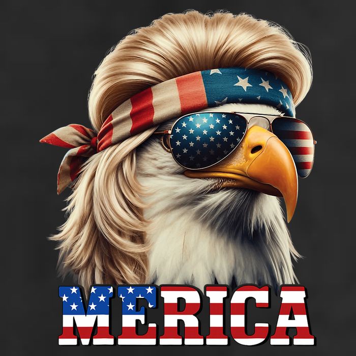 Funny Eagle Merica 4th July Blonde Wig Mullet Funny Man 11oz C Handle Ceramic Mug