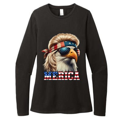 Funny Eagle Merica 4th July Blonde Wig Mullet Funny Man Womens CVC Long Sleeve Shirt