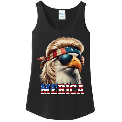 Funny Eagle Merica 4th July Blonde Wig Mullet Funny Man Ladies Essential Tank