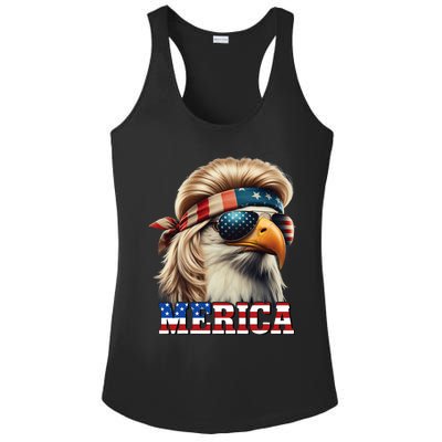 Funny Eagle Merica 4th July Blonde Wig Mullet Funny Man Ladies PosiCharge Competitor Racerback Tank