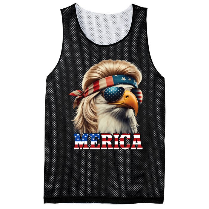 Funny Eagle Merica 4th July Blonde Wig Mullet Funny Man Mesh Reversible Basketball Jersey Tank