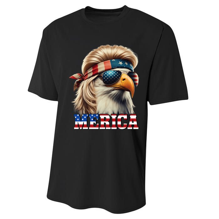 Funny Eagle Merica 4th July Blonde Wig Mullet Funny Man Performance Sprint T-Shirt