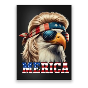 Funny Eagle Merica 4th July Blonde Wig Mullet Funny Man Poster