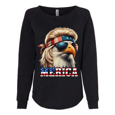 Funny Eagle Merica 4th July Blonde Wig Mullet Funny Man Womens California Wash Sweatshirt