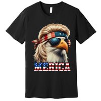 Funny Eagle Merica 4th July Blonde Wig Mullet Funny Man Premium T-Shirt