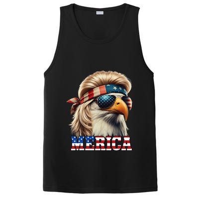 Funny Eagle Merica 4th July Blonde Wig Mullet Funny Man PosiCharge Competitor Tank