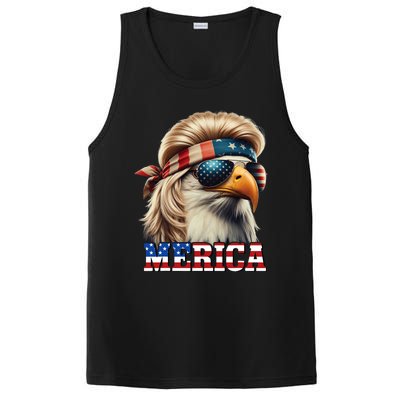 Funny Eagle Merica 4th July Blonde Wig Mullet Funny Man PosiCharge Competitor Tank