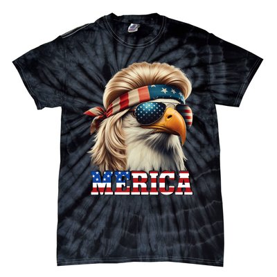 Funny Eagle Merica 4th July Blonde Wig Mullet Funny Man Tie-Dye T-Shirt