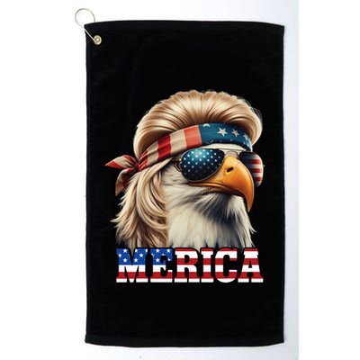 Funny Eagle Merica 4th July Blonde Wig Mullet Funny Man Golf Towel