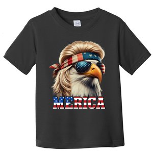 Funny Eagle Merica 4th July Blonde Wig Mullet Funny Man Toddler T-Shirt