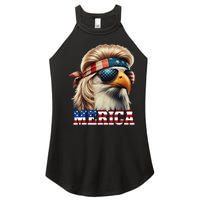 Funny Eagle Merica 4th July Blonde Wig Mullet Funny Man Women's Perfect Tri Rocker Tank